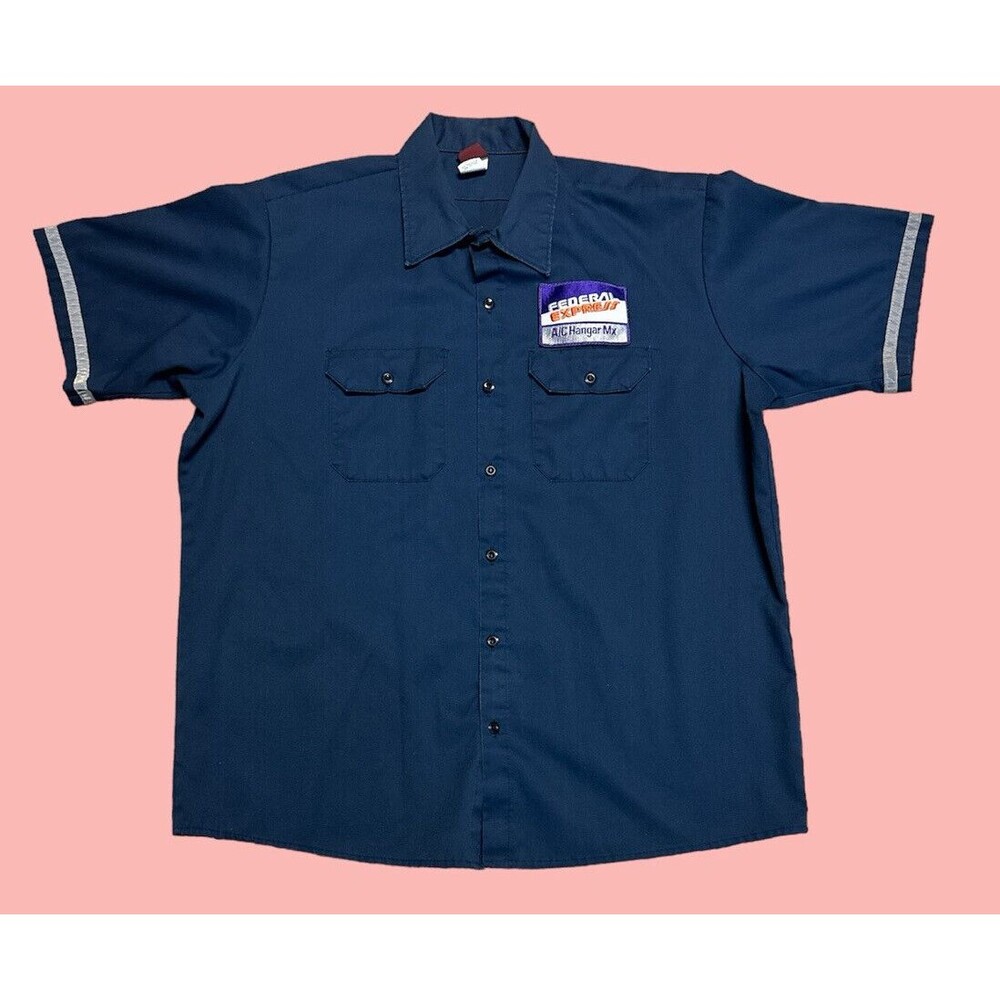 Vintage Federal Express Shirt With A/C Hangar Mx Patch Size XL Big Ben